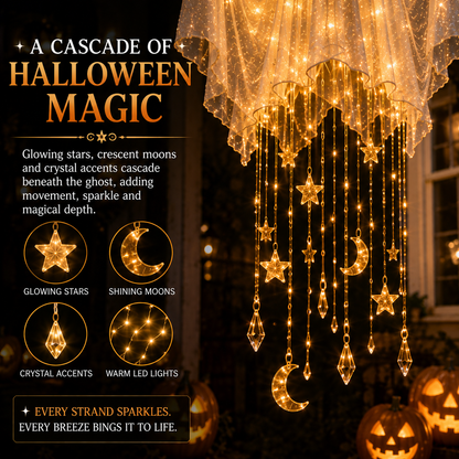 👻 Lighted Floating Ghost Hanging Chandelier – Halloween LED Porch Decoration