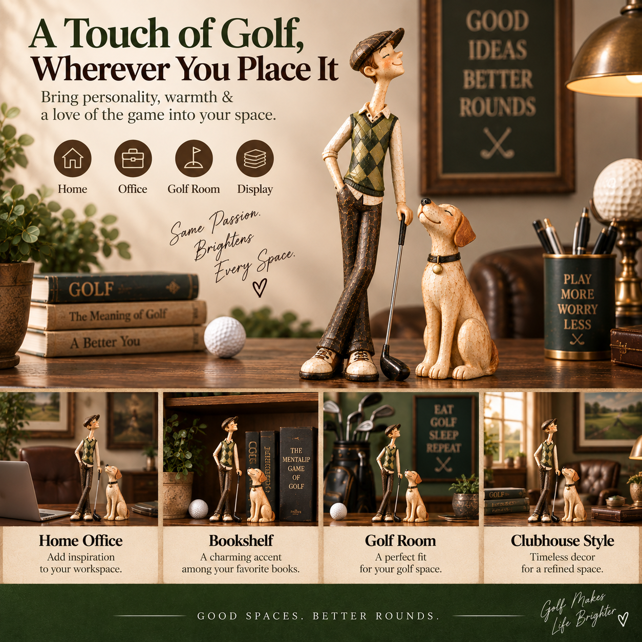 ⛳ Golfer & Loyal Dog Figurine Set 🐾 – Heartwarming Golf Decor & Unique Gift for Golf Lovers