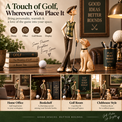 ⛳ Golfer & Loyal Dog Figurine Set 🐾 – Heartwarming Golf Decor & Unique Gift for Golf Lovers