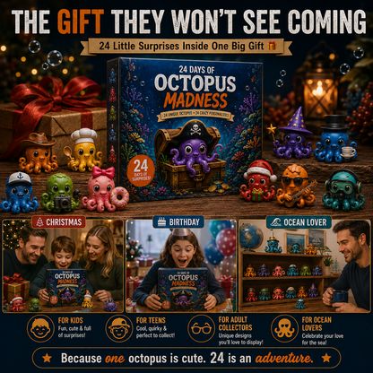 🐙 24 Days of Octopus Madness Advent Calendar – 24 Unique Octopus Characters & Crazy Personalities