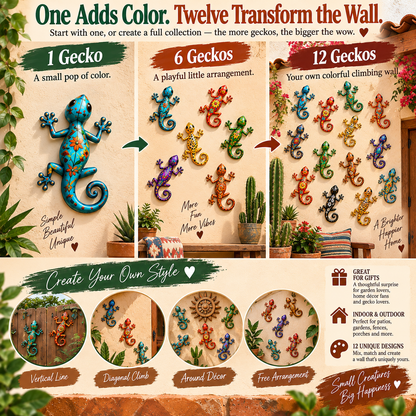 🦎 12-Piece Southwestern Gecko Wall Art Collection