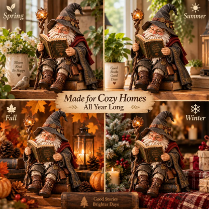 🔥LAST DAY 50% OFF🧙‍♂️ The Wandering Scholar Gnome – Enchanted Reading Wizard Figurine