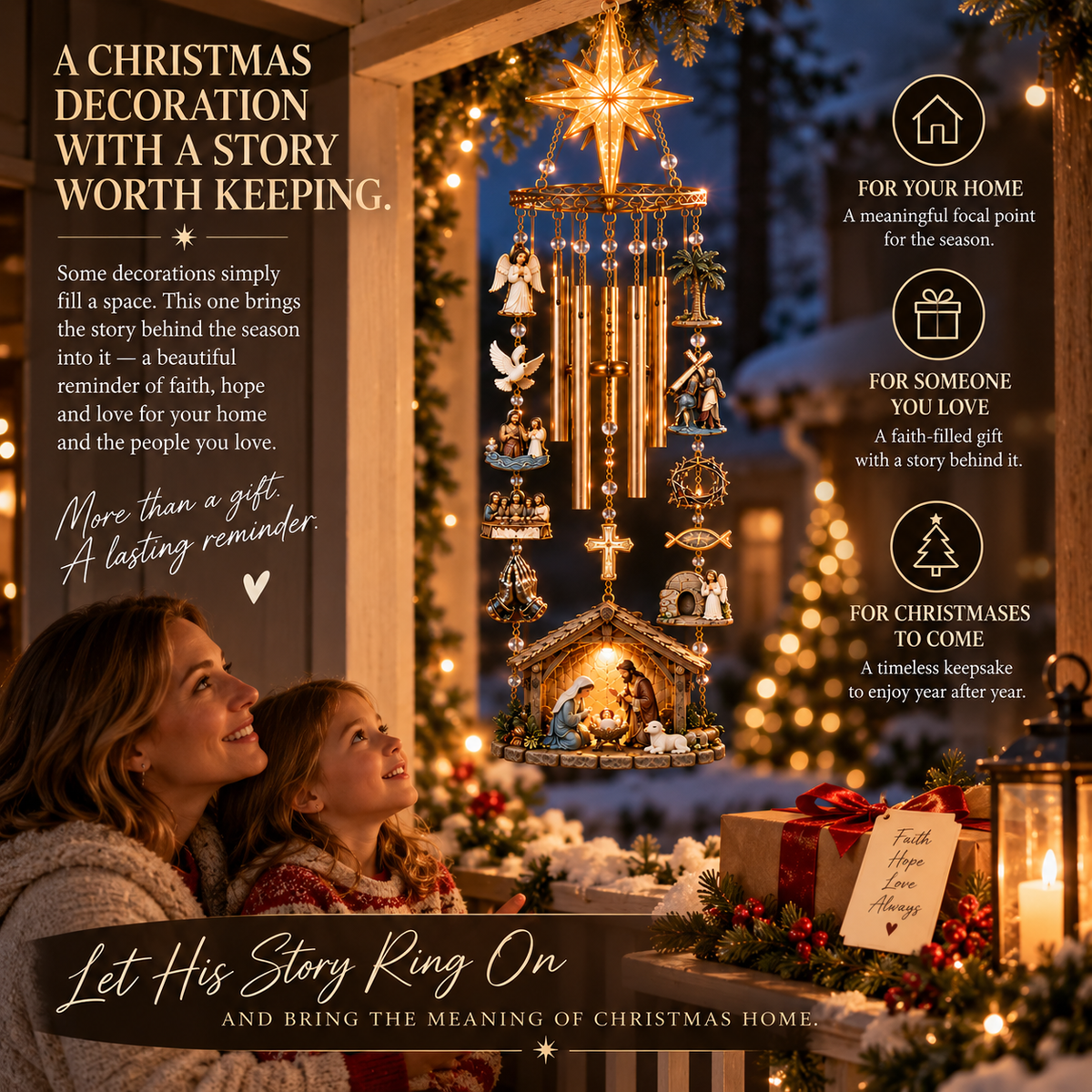 ✨Let His Story Ring On – Bethlehem Star Nativity Wind Chime
