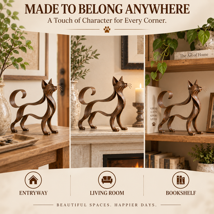 Maine Coon Inspired Metal Cat Sculpture