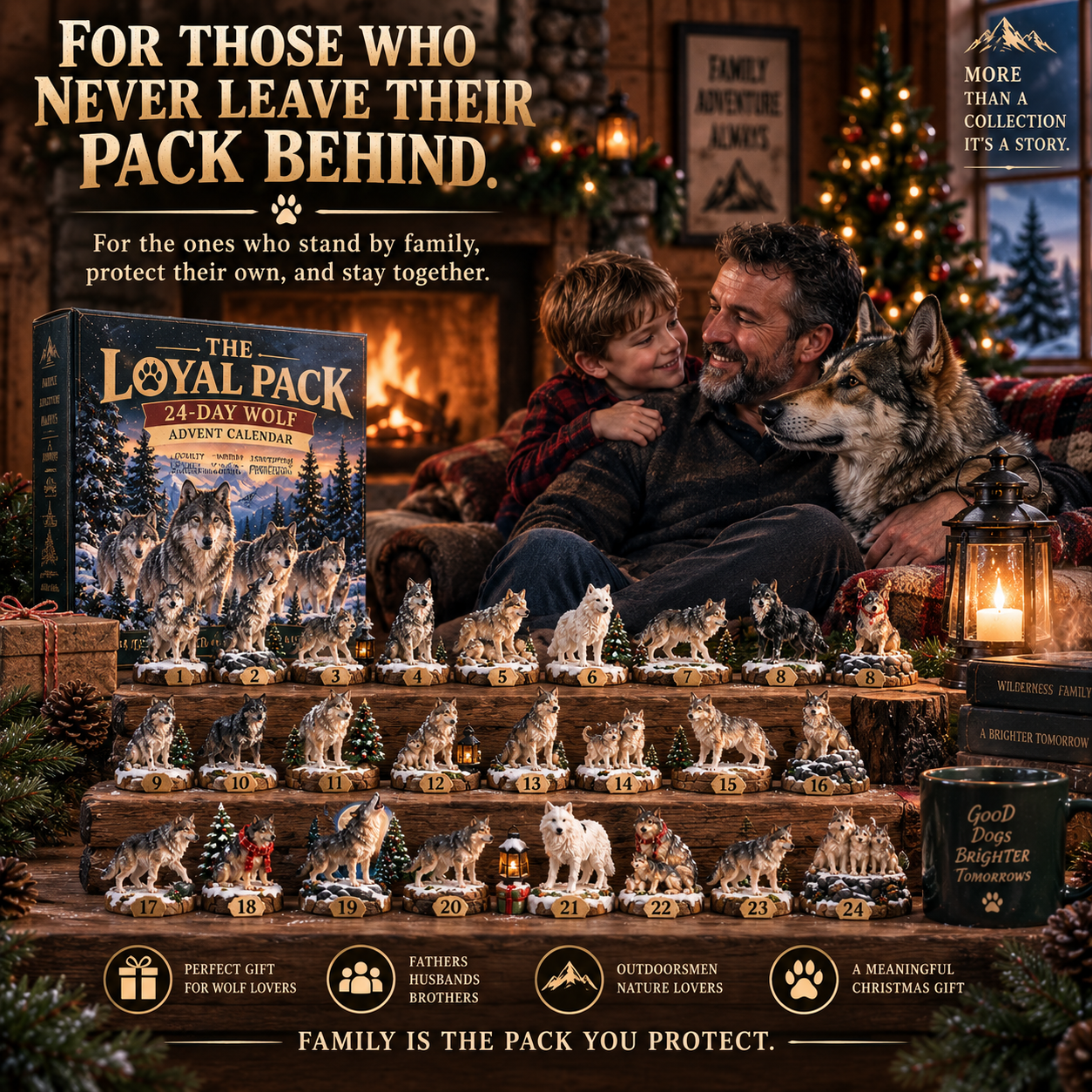 🐺🎄 The Loyal Pack – 24-Day Wolf Advent Calendar, 24 Collectible Wolf Figurines for Christmas 🎁