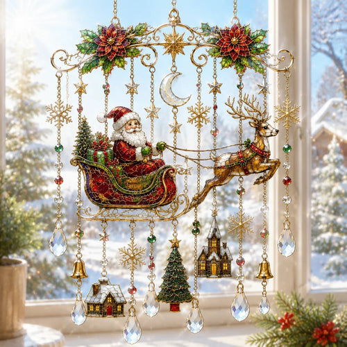 🔥Last Day 49% OFF - 🦌🎄Handmade Christmas Stained Glass Window Hanging | ✨Bring Christmas Magic Home