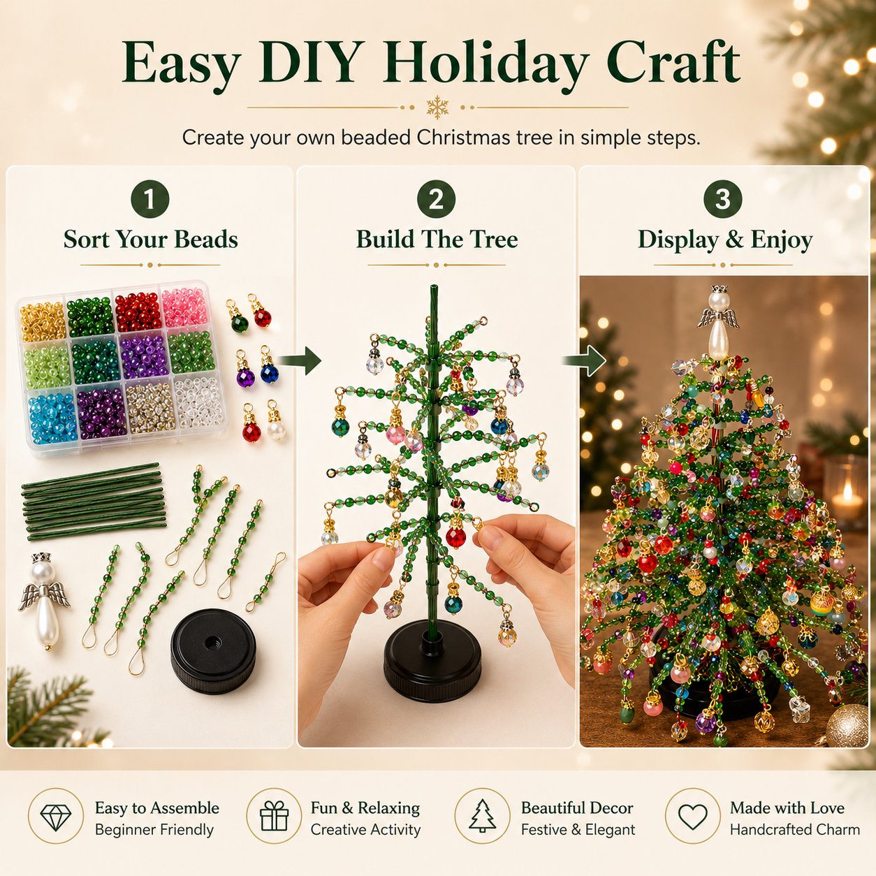🔥HOT SALE 49% OFF🎄✨DIY Beaded Christmas Tree Kit – 🎅Create Your Own Sparkling Holiday Decoration