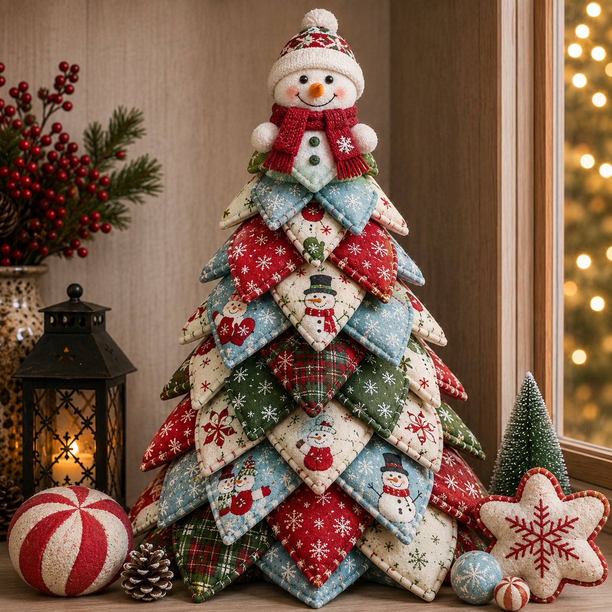 DIY Quilted Christmas Tree Kit – Handmade Fabric Holiday Tabletop Tree Decor