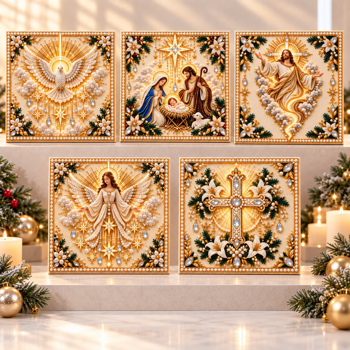 ⏳ Last Day 50% OFF – ✝️ Beginner-Friendly Christian Pearl Bead Art Kit | Pre-Printed Design with Built-In Wooden Frame & Complete Tools 💕