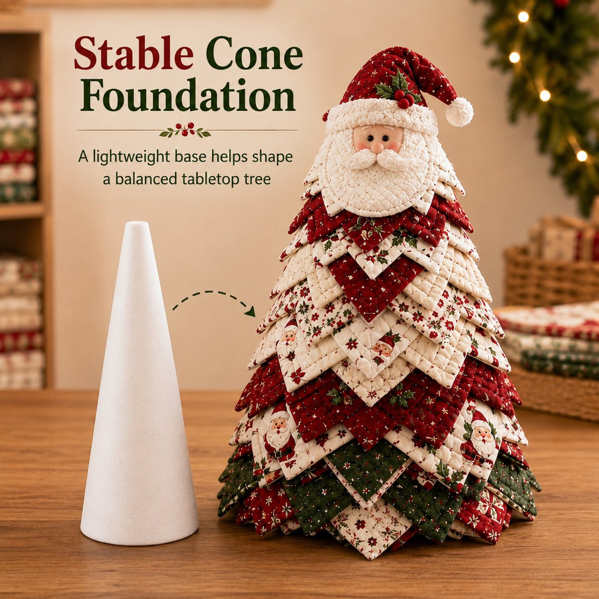 🔥LAST DAY 69% OFF🎄 DIY Quilted Santa Christmas Tree Kit – Handmade Holiday Craft & Festive Tabletop Decor