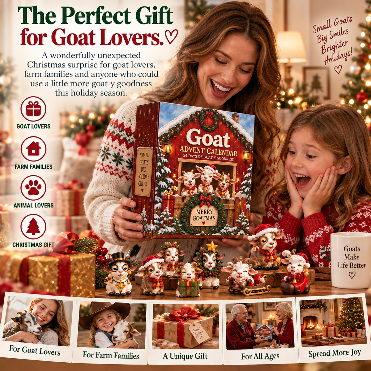 Goat Advent Calendar – 24 Days of Goat-y Goodness, 24 Unique Christmas Goat Collectibles