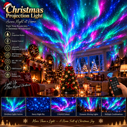 🎄 Christmas Tree Projection Light – 15+ Magical Holiday Scenes with Remote Control