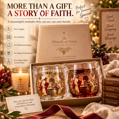 The Miracle at Cana – Water to Wine Faith Glass Set