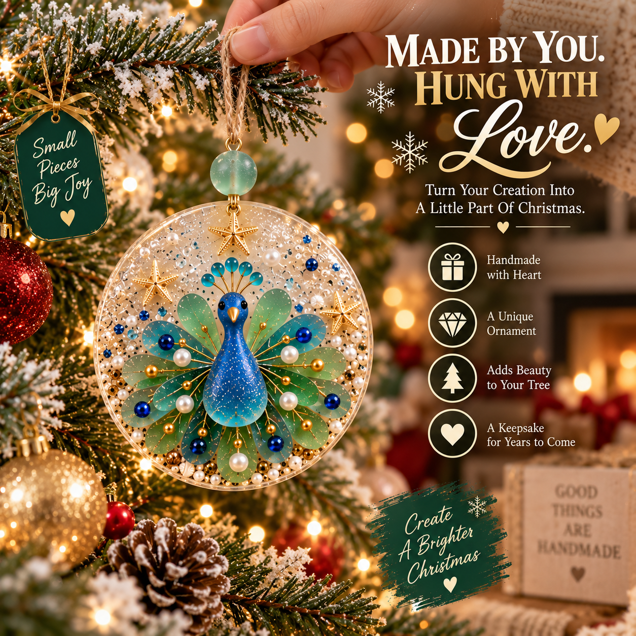 DIY Peacock Christmas Ornament Kit – Create Your Own Festive Peacock, Holiday Craft Kit & Handmade Keepsake
