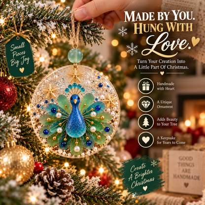 DIY Peacock Christmas Ornament Kit – Create Your Own Festive Peacock, Holiday Craft Kit & Handmade Keepsake