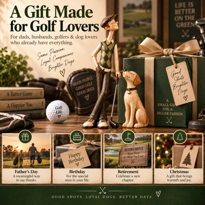 ⛳ Golfer & Loyal Dog Figurine Set 🐾 – Heartwarming Golf Decor & Unique Gift for Golf Lovers