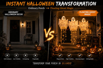 👻 Lighted Floating Ghost Hanging Chandelier – Halloween LED Porch Decoration