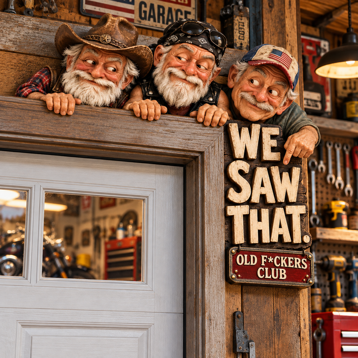 Old F*ckers Club “We Saw That” Door Topper – Funny Old Men Garage & Man Cave Decor