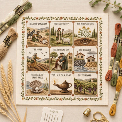 ⏳ Last Day 49% OFF – ✝️ Beginner-Friendly Life of Jesus Bible Story Cross Stitch DIY Kit | 6 Biblical Collections with Fabric, Color-Matched Floss, Needle & Pattern Guide Included 💕
