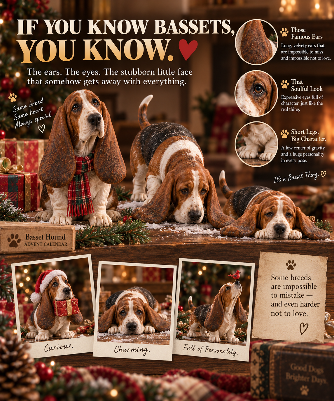24 Days of Basset Hound Joy — 24 Long-Eared Personalities to Love 🐾🎄