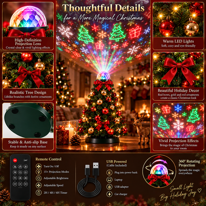 🎄 Christmas Tree Projection Light – 15+ Magical Holiday Scenes with Remote Control