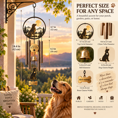 🐾 Always By My Side – Dog Lover Wind Chime with Memory Bell 🔔