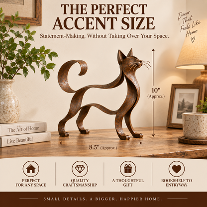Maine Coon Inspired Metal Cat Sculpture