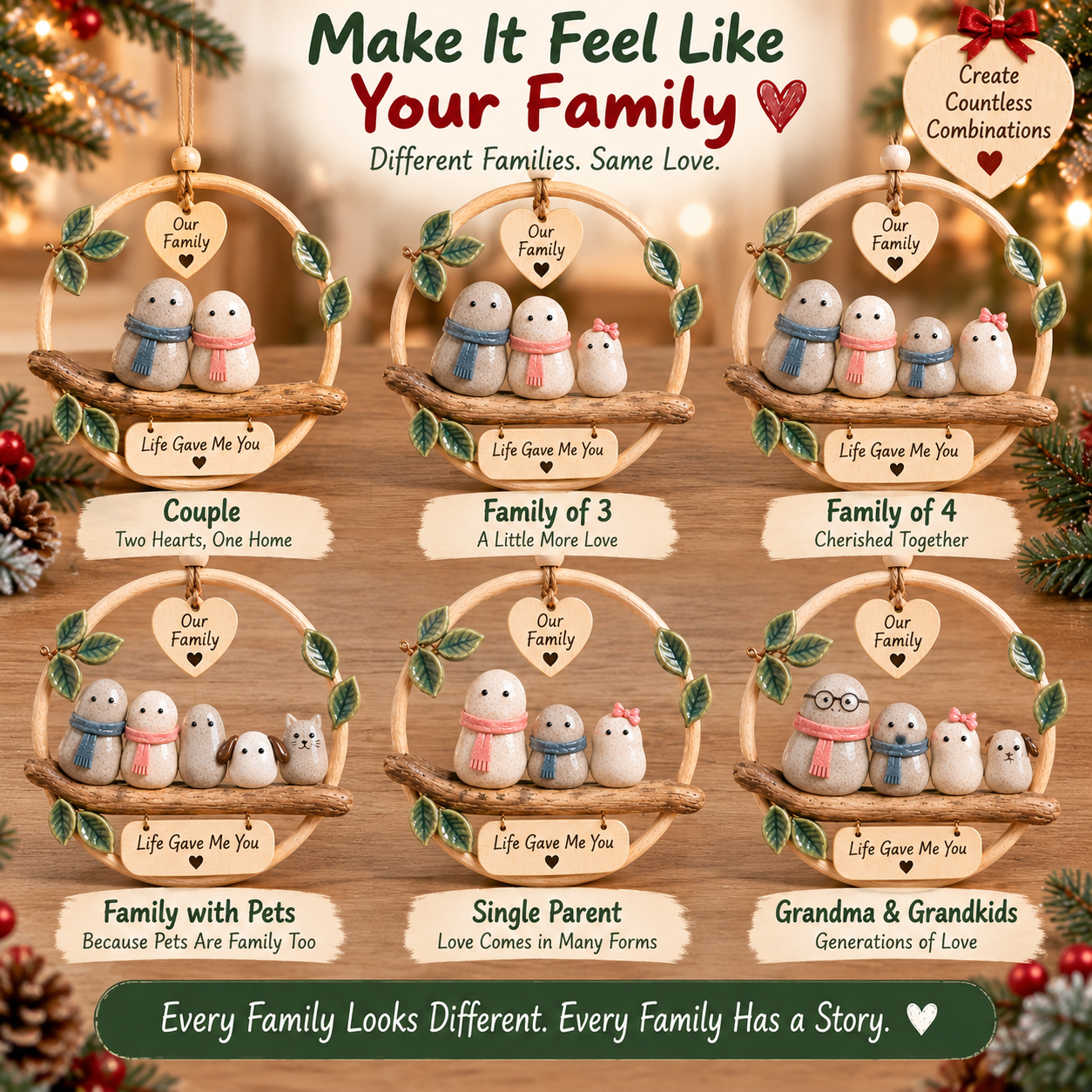 DIY Family Pebble Keepsake Kit – Create Your Own Family Christmas Ornament, Meaningful Holiday Craft & Gift