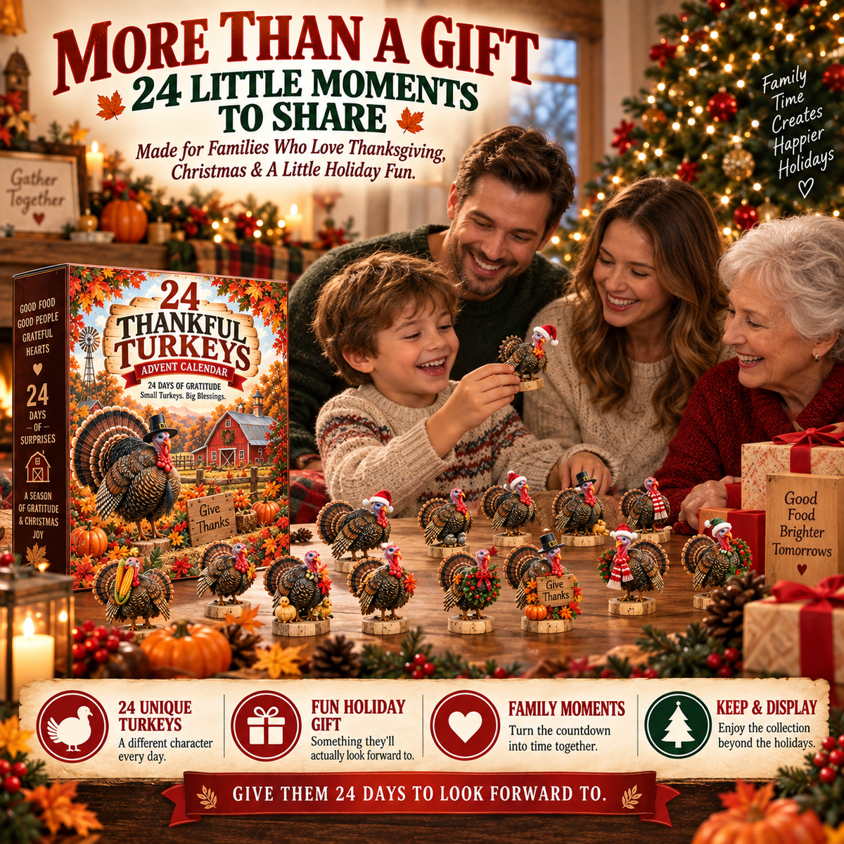 🦃 24 Thankful Turkeys – 24 Days of Gratitude Holiday Countdown