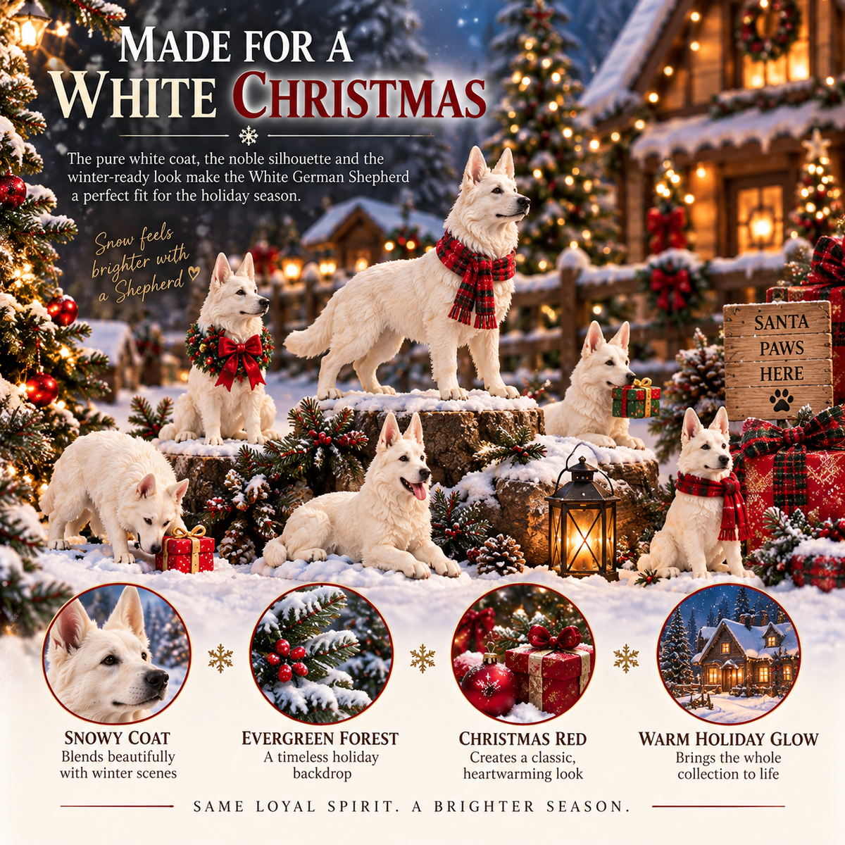 🤍🐕 White German Shepherd Christmas – 24 Loyal Guardians Holiday Collection