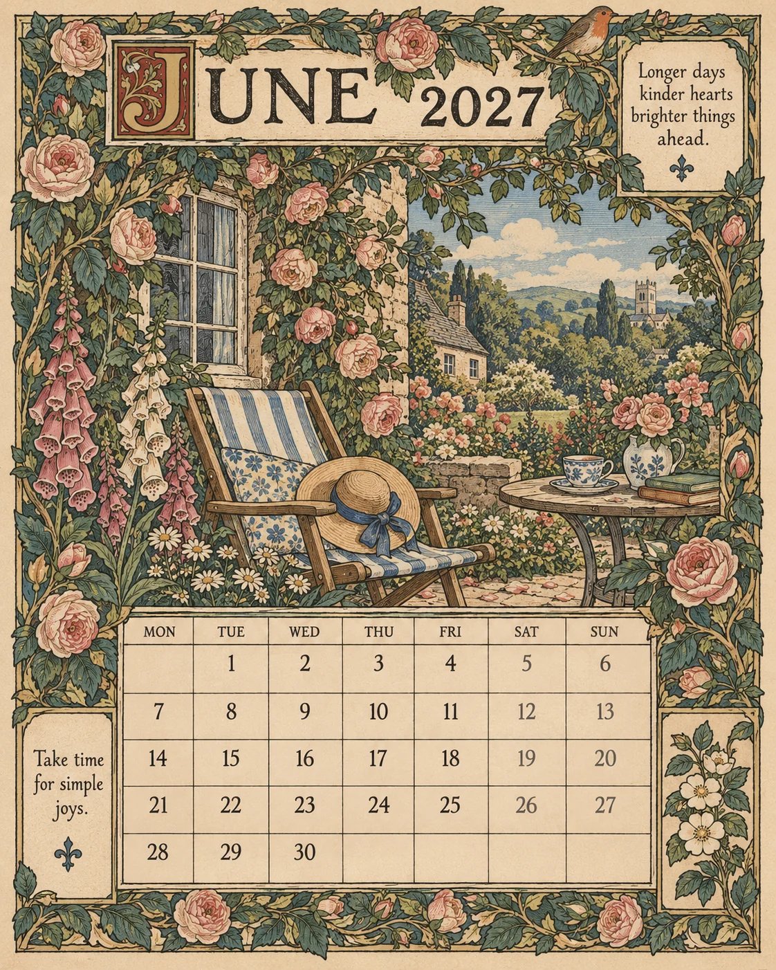 A Year in Britain 2027 – Vintage Storybook Wall Calendar