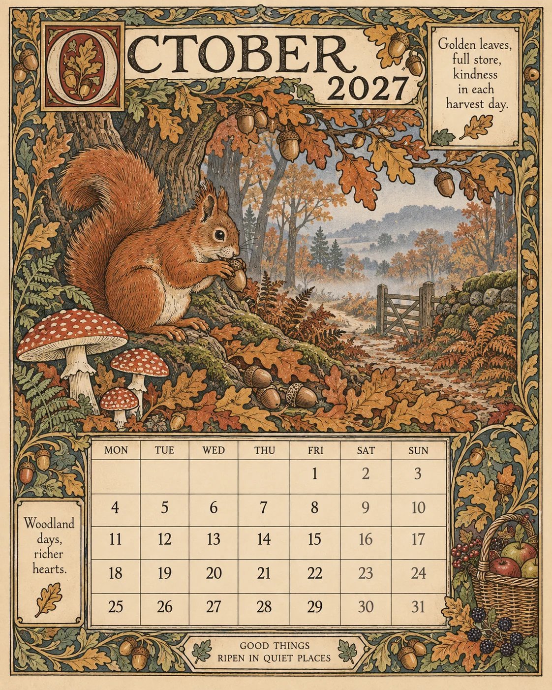A Year in Britain 2027 – Vintage Storybook Wall Calendar
