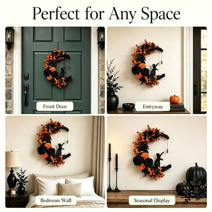 🔥Last Day 49% OFF - 🐈‍⬛🌙Handmade Halloween Cat Wreath(📦Buy 2 Free Shipping)