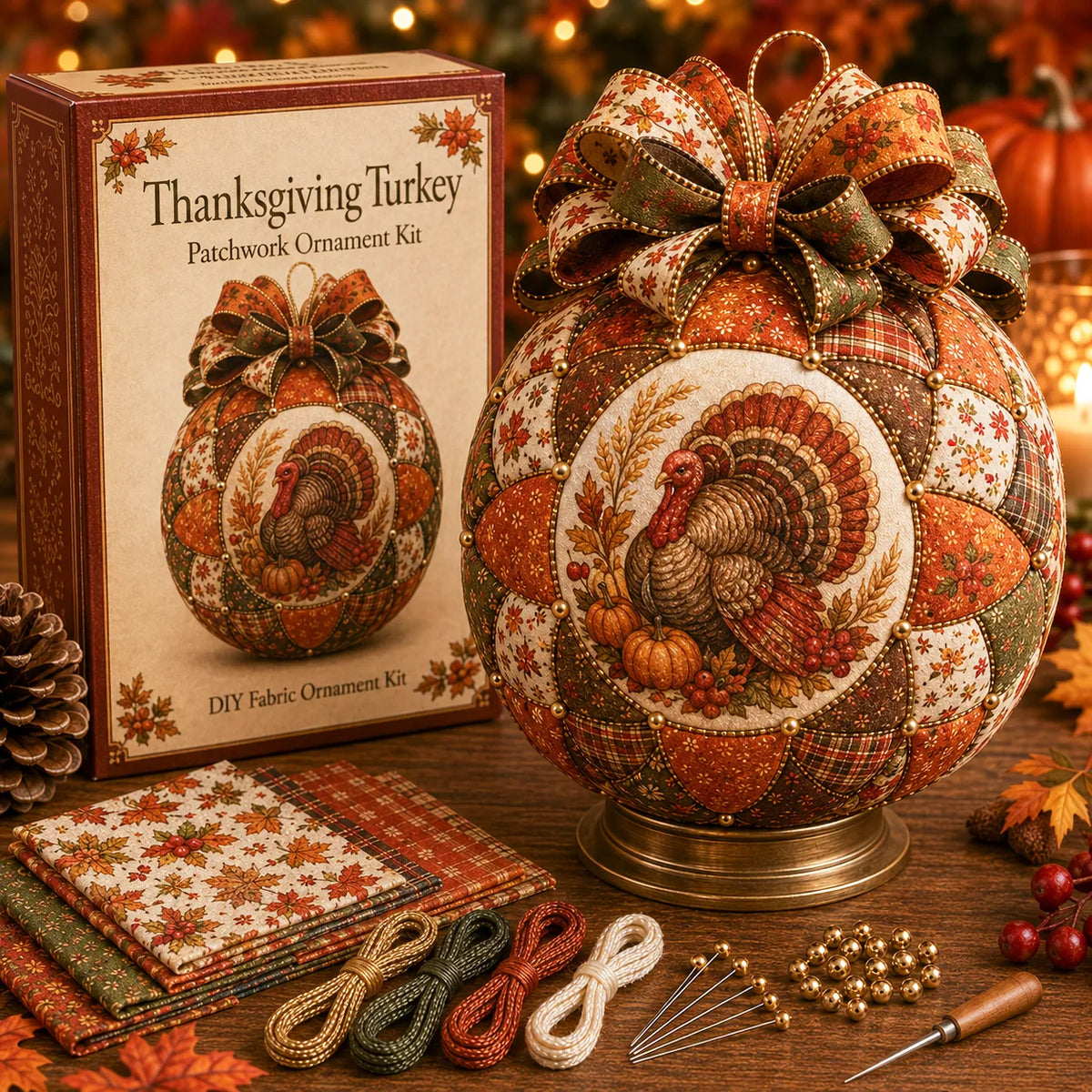 🔥LAST DAY 50% OFF -🍂 Autumn Thanksgiving Classics Patchwork Ornament DIY Kit