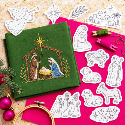🎄Peglora Christmas Stick & Stitch Embroidery Pattern Pack – 5 Sheets / 70 Wash-Away Embroidery Motifs🧵