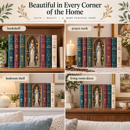 Our Lady’s Quiet Corner — A Sacred Bookshelf Keepsake ✨
