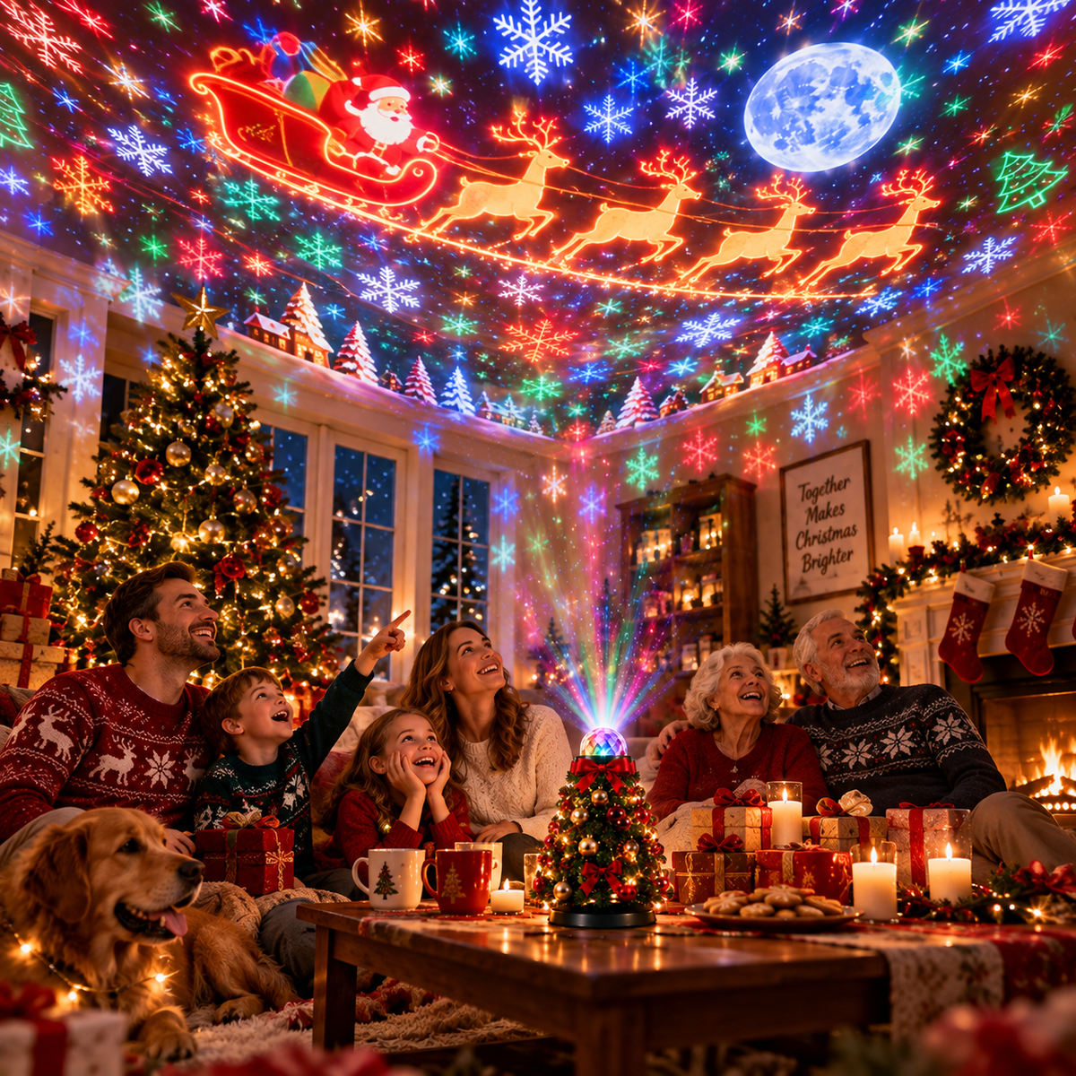 🎄 Christmas Tree Projection Light – 15+ Magical Holiday Scenes with Remote Control