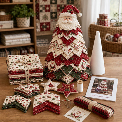 🔥LAST DAY 69% OFF🎄 DIY Quilted Santa Christmas Tree Kit – Handmade Holiday Craft & Festive Tabletop Decor