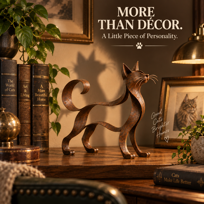 Maine Coon Inspired Metal Cat Sculpture