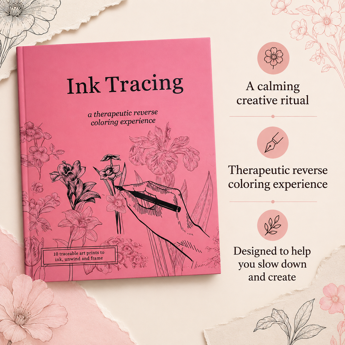 Beginner-Friendly💕Ink Tracing: A Therapeutic Reverse Coloring Experience📚(Deluxe Edition)