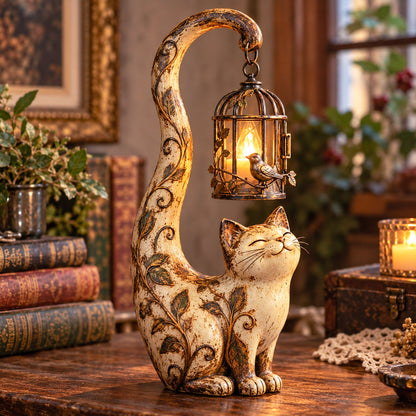 🐈‍⬛Vintage Cat Lantern Sculpture Lamp - A Little Guardian of Warmth, Memories & Cozy Corners🐈‍⬛