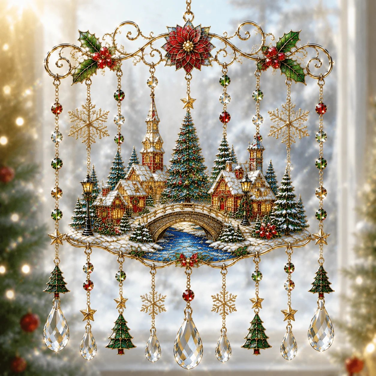 🔥Last Day 49% OFF - 🦌🎄Handmade Christmas Stained Glass Window Hanging | ✨Bring Christmas Magic Home