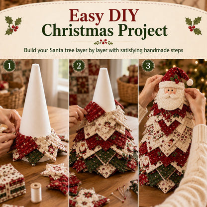🔥LAST DAY 69% OFF🎄 DIY Quilted Santa Christmas Tree Kit – Handmade Holiday Craft & Festive Tabletop Decor