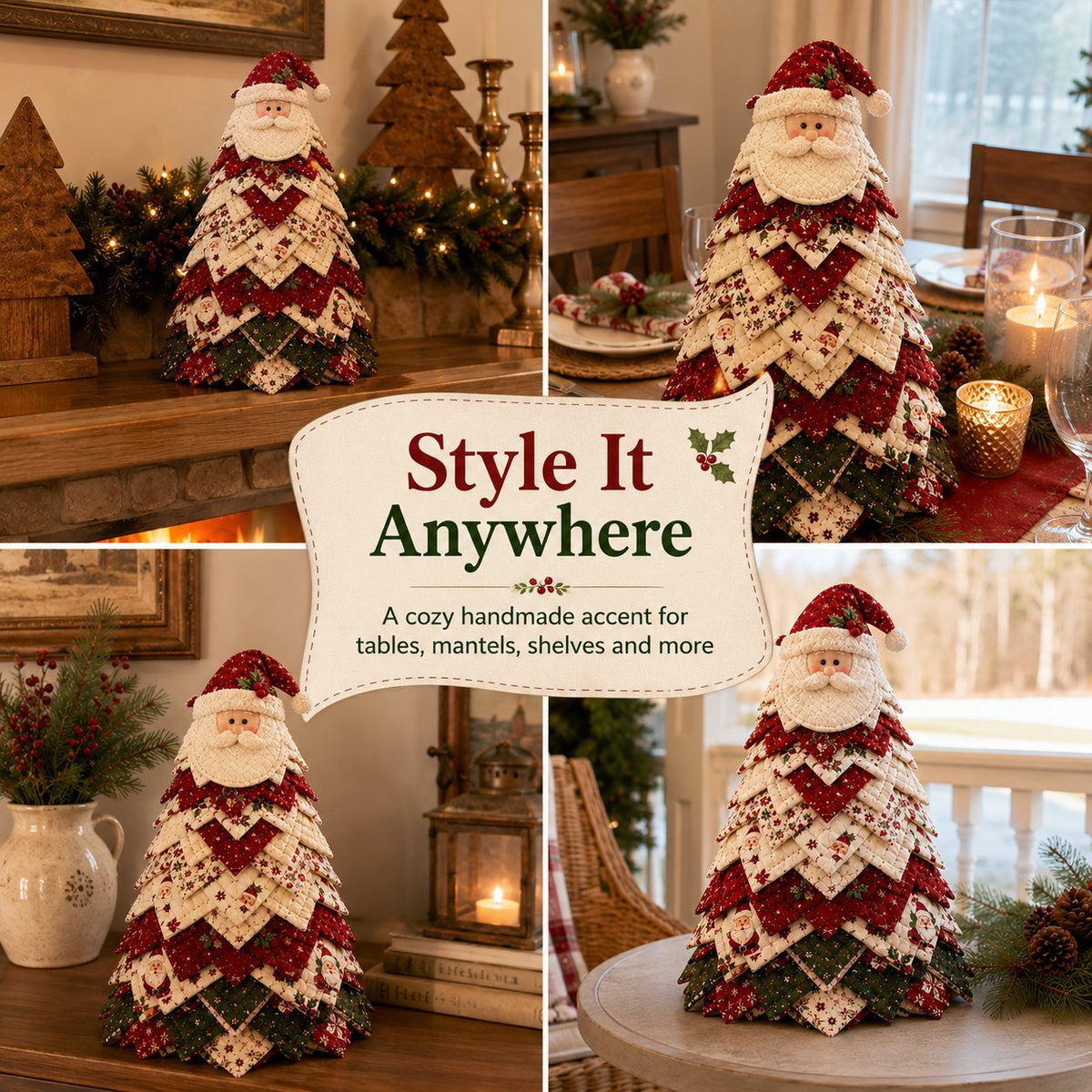🔥LAST DAY 69% OFF🎄 DIY Quilted Santa Christmas Tree Kit – Handmade Holiday Craft & Festive Tabletop Decor