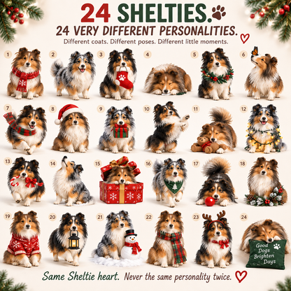 24 Days of Sheltie Joy — 24 Fluffy Personalities, One Loyal Little Pack 🐾❤️