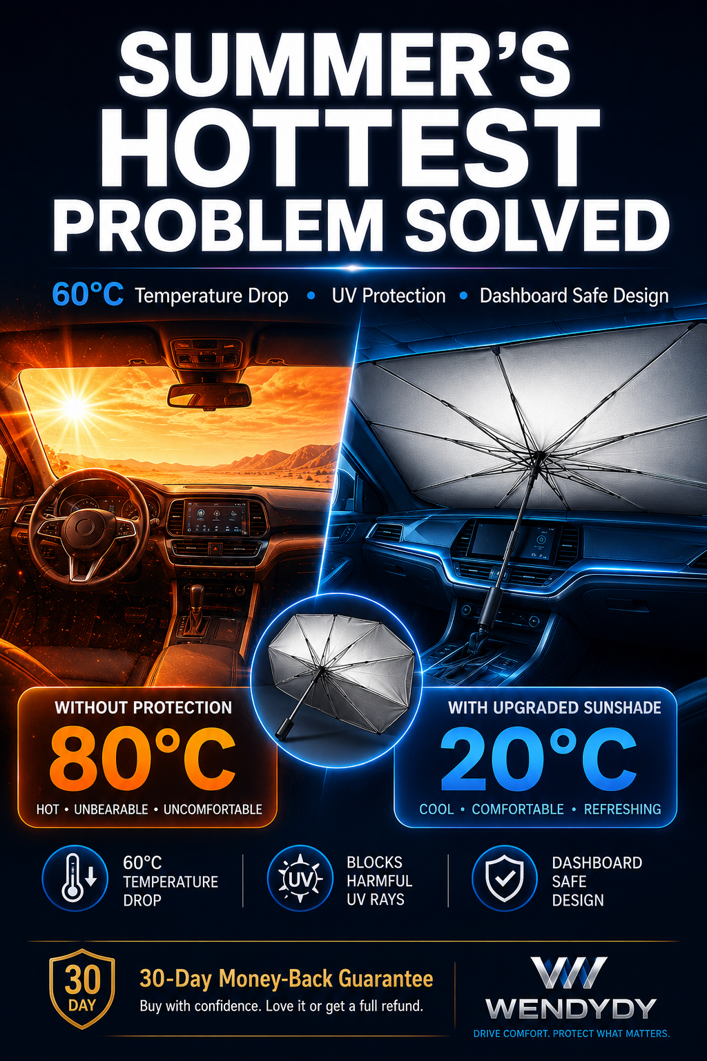 ✨️Last Day 49% OFF☀️🚗2026 Upgraded Car Windshield Sun Shade Umbrella