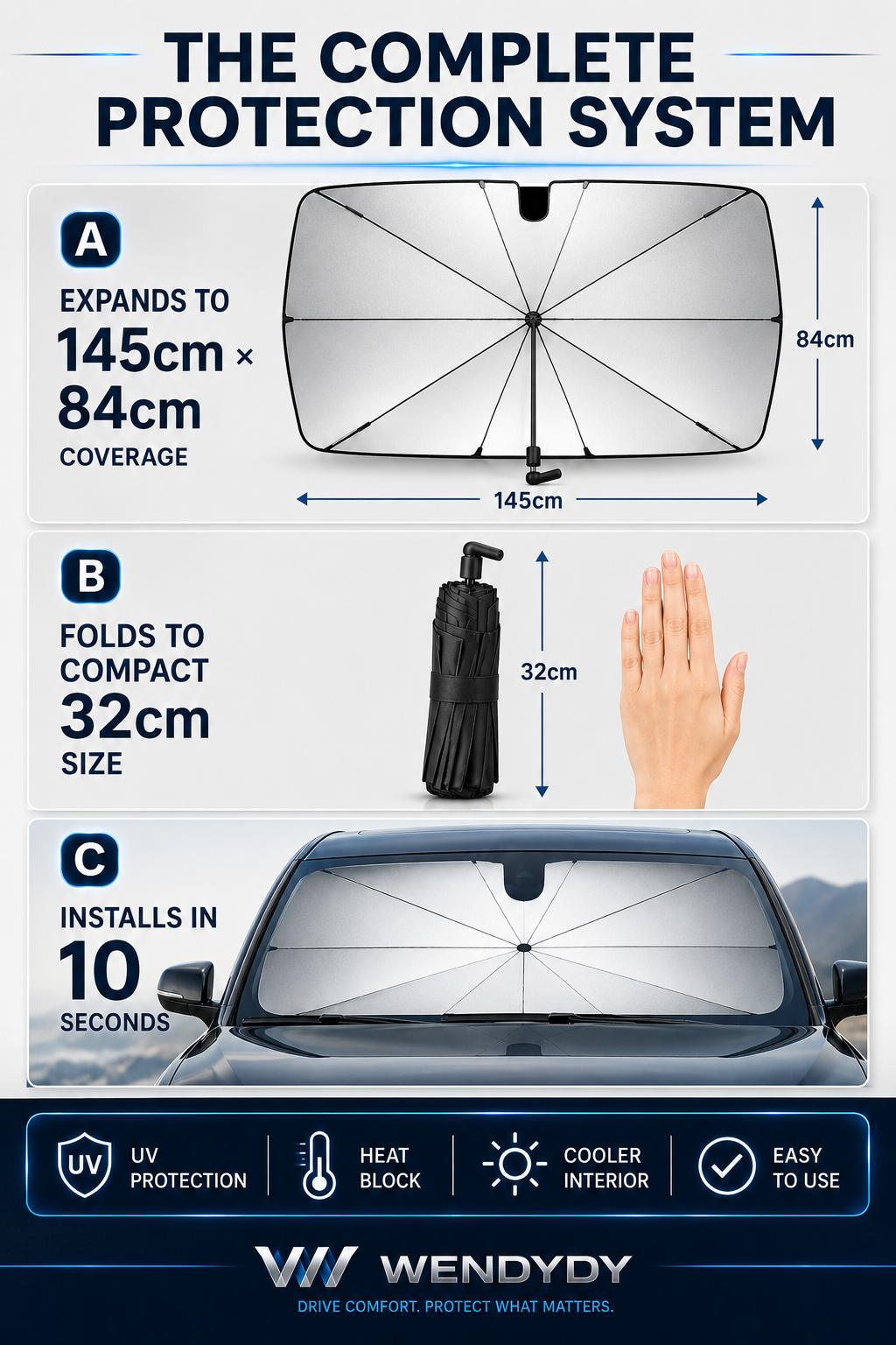 ✨️Last Day 49% OFF☀️🚗2026 Upgraded Car Windshield Sun Shade Umbrella