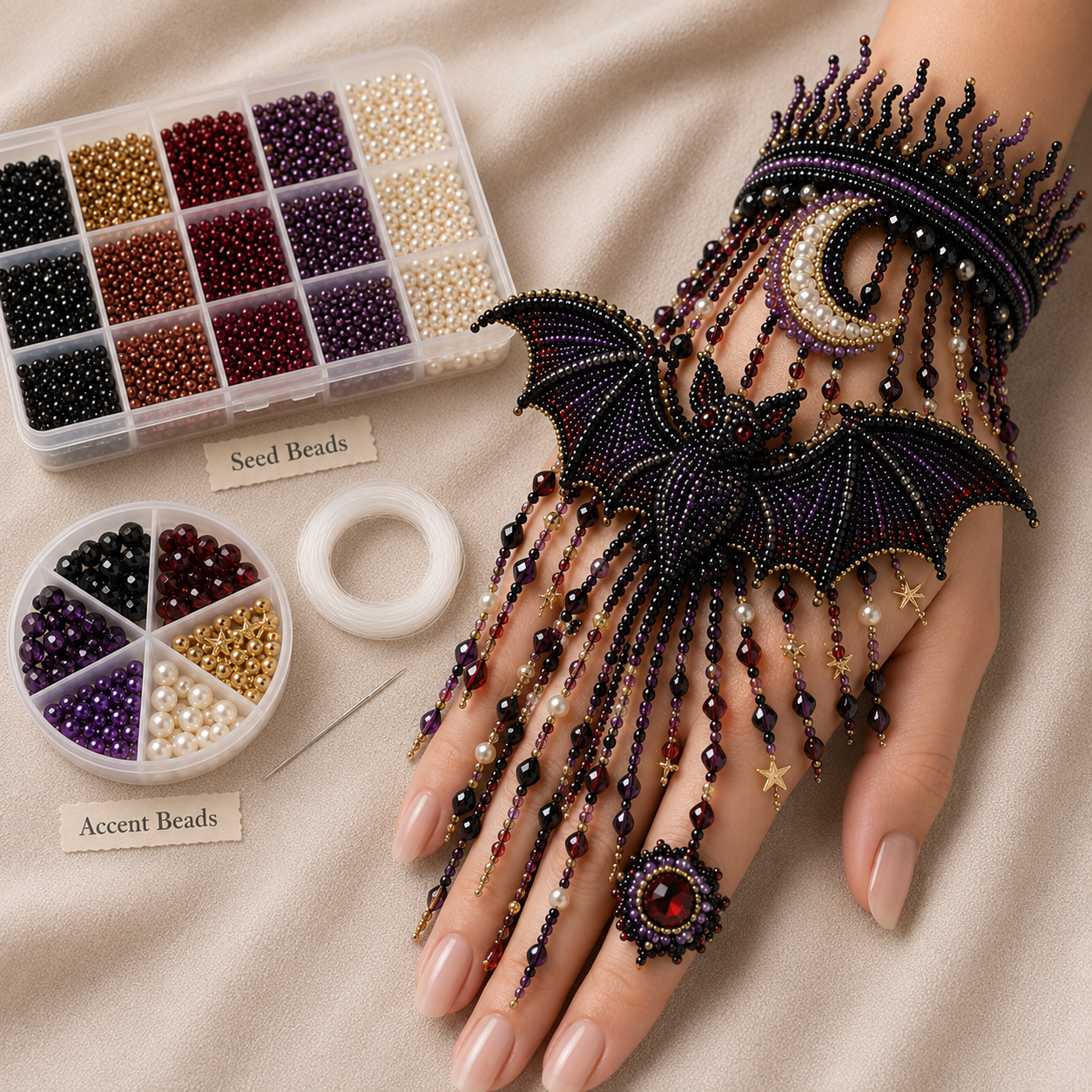 🎃 DIY Halloween Beaded Hand Jewelry Kit