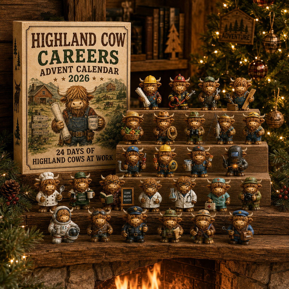 🐮🎄 Highland Cow Careers Advent Calendar 2026 – 24 Days of Country Charm 🎁🤎