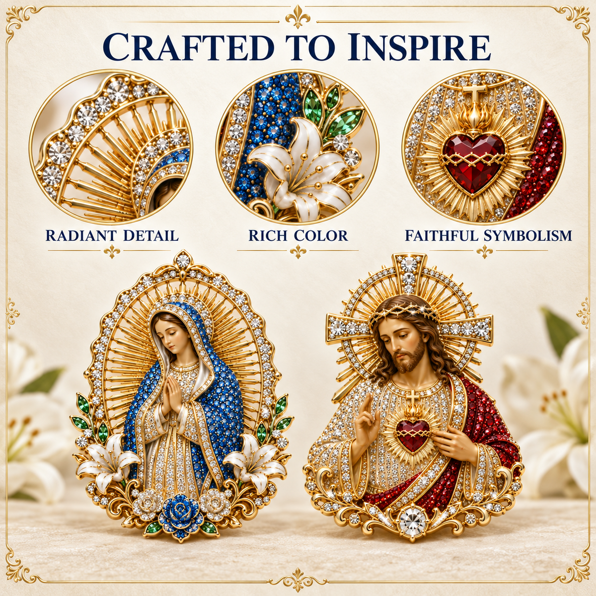 “The Two Hearts” Jesus & Mary Sacred Devotion Pin